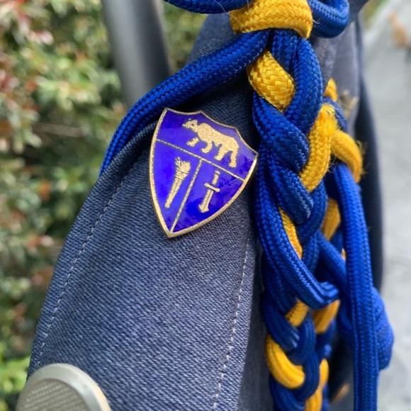 Vintage Men’s Blue Military Jacket with Pins - Picture 10 of 15